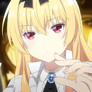 🌙 Anime, Cartoon, Mädchen, Charakter, blonde Haare, rote Augen whatsapp sticker