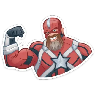 💪 Red Guardian superhéroe, Marvel, cómic, fuerte, personaje, barba, músculo telegram sticker