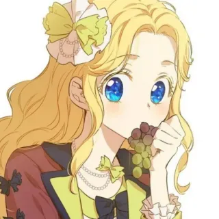 👑 Fille anime, Dessin animé, Raisins, Cheveux blonds, Mignon, Femme telegram sticker