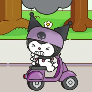 🕸 Kuromi kuromi, sanrio, cartoon, scooter, angry telegram sticker