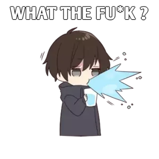 ✨ WHAT THE FU*K-? Anime, Cartone animato, Adesivo, Arrabbiato, Domanda, Acqua whatsapp sticker