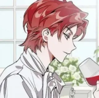 🥀 hombre, pelo rojo, vino, retrato, ilustración, arte, guapo telegram sticker