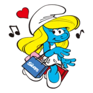 🛍 Smurfette The Smurfs Smurfs Smurfette, Smurfs, desenho animado, compras, bolsas, loira telegram sticker