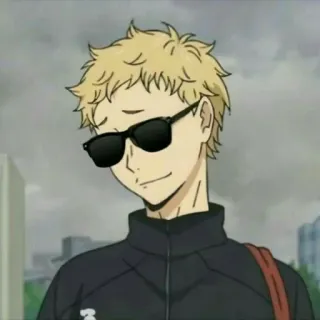 🏐 Kei Tsukishima Haikyuu!! Kei Tsukishima, Haikyuu!!, anime, sunglasses, blond, character whatsapp sticker