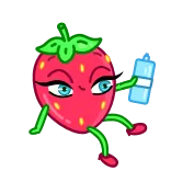 🥛 Erdbeere, Frucht, Cartoon, Figur, Getränk, Kawaii telegram sticker
