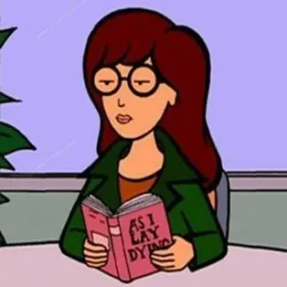 🌟 Daria AS I LAY DYING cartoon, daria morgendorffer, books, reading, classic literature, as i lay dying, cartoon character, book telegram sticker
