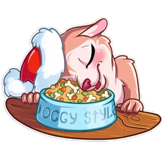 😴 DOGGY STYLE chien, chiot, bonnet de Noël, nourriture, offensant telegram sticker