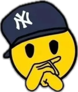 🤔 emoji, thinking, new york yankees, hat, baseball cap, cartoon telegram sticker