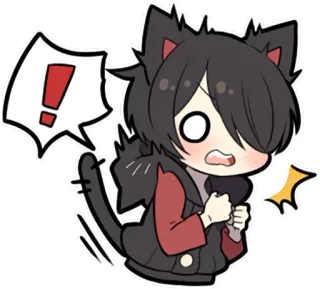 ❗ Katze, Ausruf, Kawaii, Anime, Figur, Überraschung, Schock whatsapp sticker