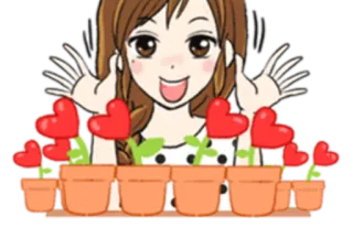 🤗 cartoon, girl, anime, hearts, plants, flowers telegram sticker