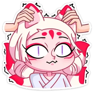😳 アニメ, かわいい, 可愛い, 女の子, 耳, 狐 telegram sticker