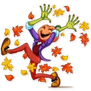 🍁 pumpkin, halloween, autumn, fall, leaves, celebration, orange whatsapp sticker