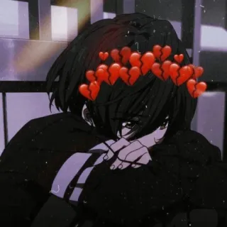 🩸 anime, patah hati, sedih, kesepian, emosional, gadis, kartun telegram sticker