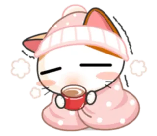 😷 cat, kawaii, cute, sleepy, winter, warm telegram sticker