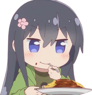 🍛 Anime, Kartun, Gadis, Makan, Makanan telegram sticker