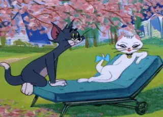 🤗 Tom and Toodles Galore Tom and Jerry cartoon, cat, animation, Toodles Galore, Tom and Jerry, couple, romance telegram sticker