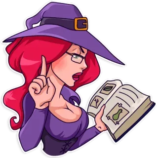 🤓 strega, magia, Halloween, libro, fantasy whatsapp sticker