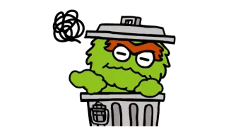 😡 Oscar the Grouch Sesame Street ออสการ์, เซซามีสตรีท, มัพเพ็ต, ถังขยะ, สัตว์ประหลาดสีเขียว telegram sticker
