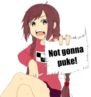 😒 Not gonna puke! Chica anime, No voy a vomitar, Determinación, Humor, Sticker telegram sticker