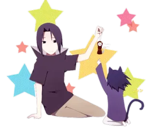 ☺️ Itachi Uchiha Naruto 动漫, 猫, 宇智波, 同人, 鼬 telegram sticker