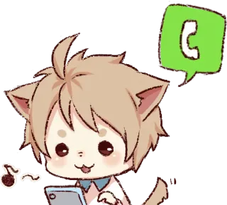 📱 кот, телефон, звонок, музыка, милый, животное, мультфильм telegram sticker