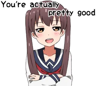 😏 You're actually pretty good anime, girl, compliment, positive, cute, smile telegram sticker