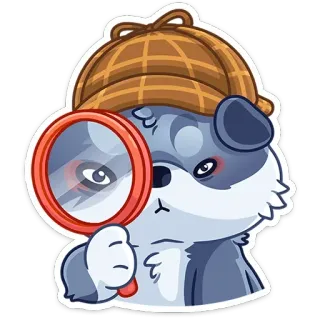 🕵 anjing, detektif, kaca pembesar, kartun, imut, stiker telegram sticker