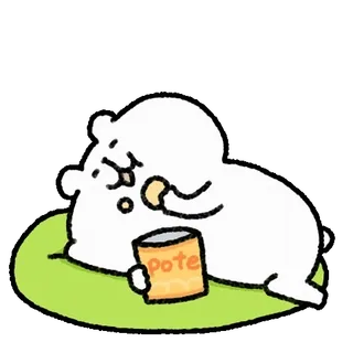 🤍 pote süß, tier, essen, snack, chips, cartoon, bär telegram sticker