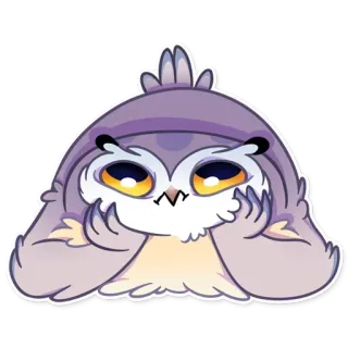 🙄 猫头鹰, 鸟, 可爱, 动物, 卡通, 贴纸 telegram sticker