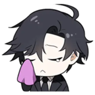 😢 chorando, triste, chibi, anime, homem, lágrima, emocional telegram sticker