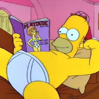 🛌 Homer Simpson The Simpsons PLAYDUDE 만화, 유머, 독서, 잡지, 코미디 telegram sticker