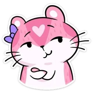 😏 hamster, desenho animado, animal, fofo, rosa, coração telegram sticker