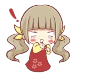 ❗ garota anime, desenho animado, chibi, ponto de exclamação telegram sticker