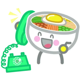 😄 mangkuk, makanan, telepon, kawaii, kartun, telur, imut, ilustrasi whatsapp sticker