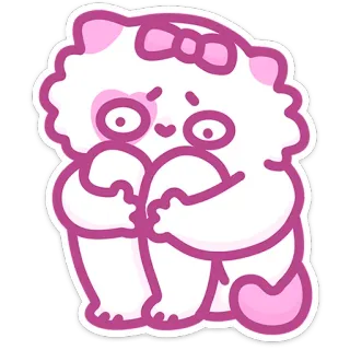😞 Katze, niedlich, kawaii, Tier, Aufkleber, Cartoon, rosa telegram sticker