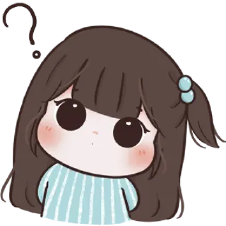 🤪 Desenho animado, Pergunta, Menina, Bonito, Ilustração, Confuso telegram sticker