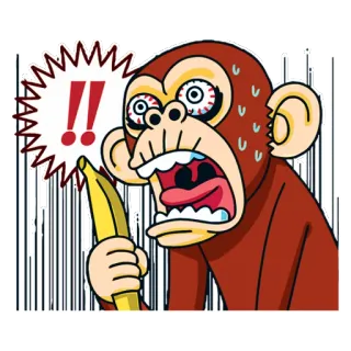 😱 猴子, 香蕉, 卡通, 动物, 震惊, 表情 telegram sticker