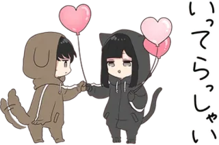 👋 いってらっしゃい dễ thương, chibi, động vật, chó, mèo, trái tim, lời chào, bong bóng telegram sticker