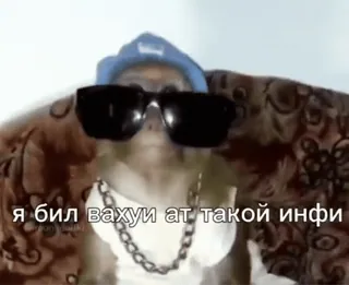 🌟 я бил вахуи ат такой инфи monkey, sunglasses, hat, chain, russian text whatsapp sticker