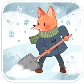 ❄️ lis, śnieg, odśnieżanie, zima, szalik, zwierzę, kreskówka telegram sticker