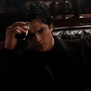 🎭 Damon Salvatore The Vampire Diaries man, drinking, alcohol, vampire, tv show, actor telegram sticker