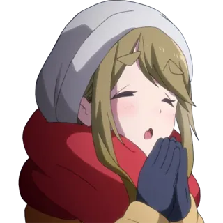 🙏 动漫, 女孩, 冬天, 围巾, 帽子, 可爱 telegram sticker