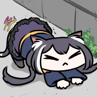 😣 кот, милый, аниме, котёнок, нэко, мультфильм whatsapp sticker