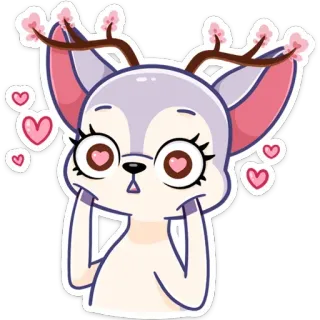 😍 Hirsch, süß, Liebe, Cartoon, Tier, Herzen, Augen whatsapp sticker