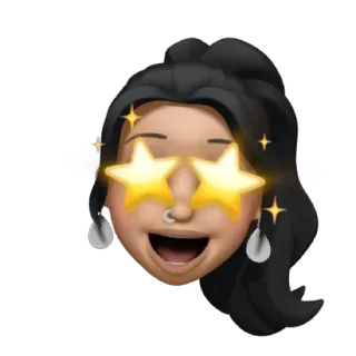 ⭐️ Emoji, Sternenaugen, Gesicht, Avatar, Frau, Cartoon, Funkeln whatsapp sticker