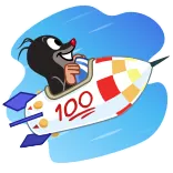 🚀 100 mole, rocket, flying, cartoon whatsapp sticker