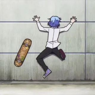🖤 anime, skateboard, caduta, cartoni animati, giovani, skater telegram sticker