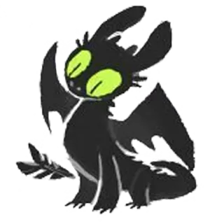 🤔 Toothless How to Train Your Dragon Dragón, Dibujos animados, Lindo, Furia Nocturna, Dragón negro telegram sticker