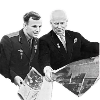 🔦 Yuri Gagarin soviet, cosmonaut, russian, space, khrushchev, gagarin telegram sticker