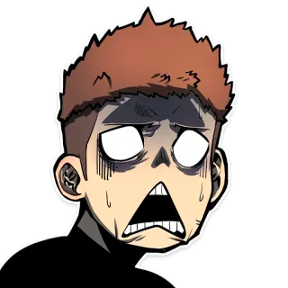 😮 man, shocked, face, scared, anime, cartoon telegram sticker